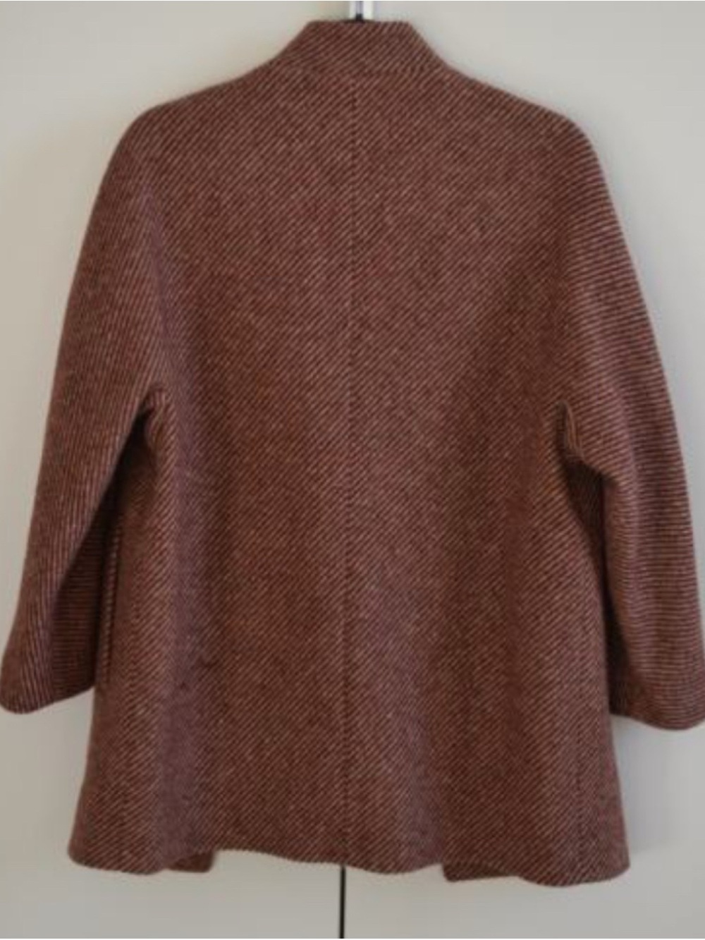 Massimo Dutti Herringbone Heritage Oversized Wool-Blend Pea Coat Size S - Picture 3 of 7
